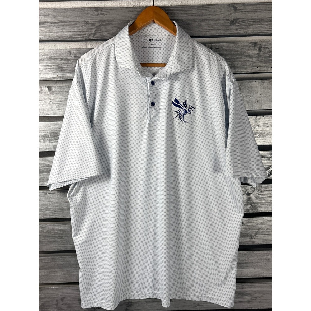 Horn Legend Cedarville University Polo Shirt Mens XL Polka Dot Golf Short Sleeve